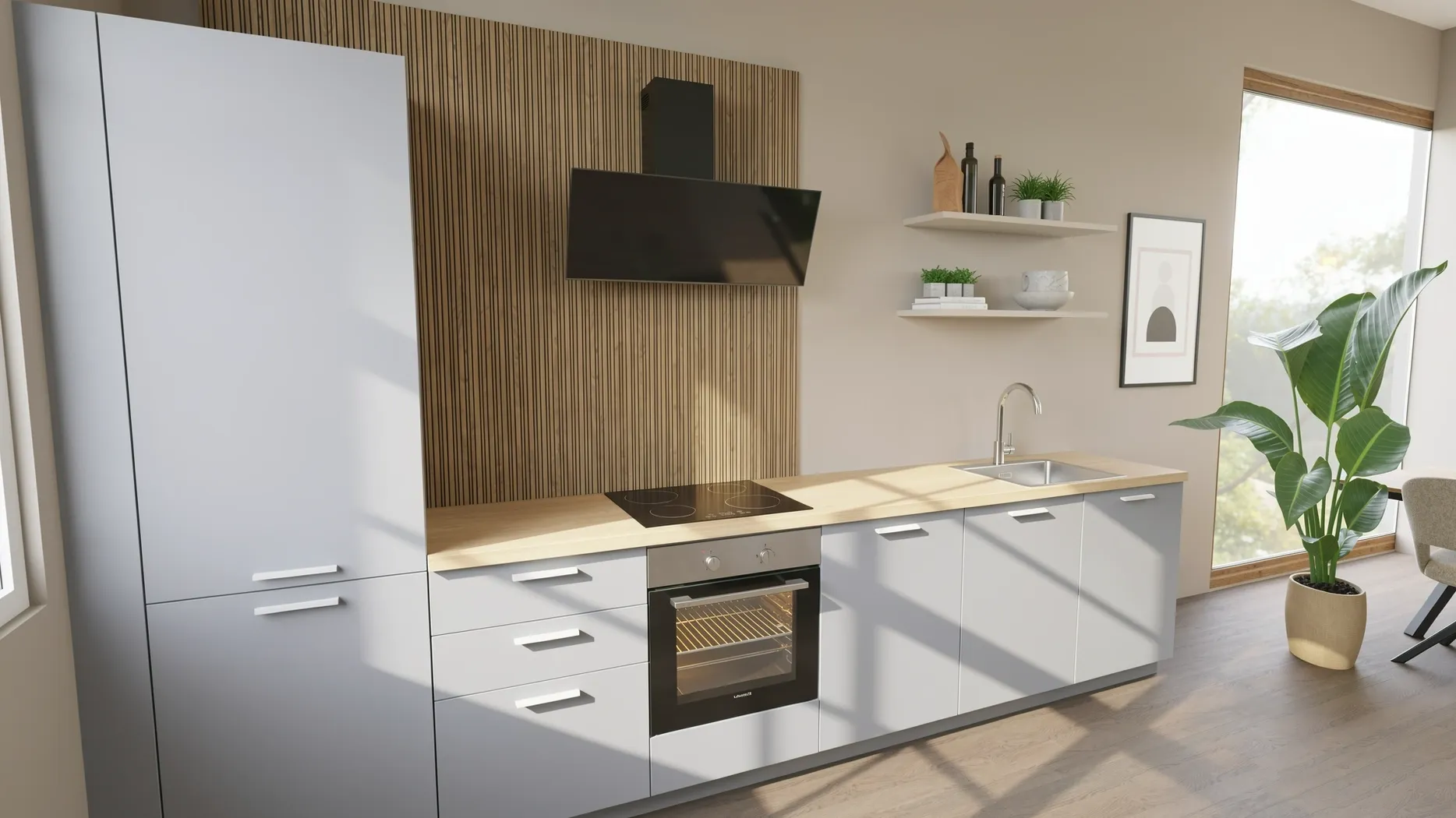 EcoKitchen Hydra Taivaansininen Suoran Seinän Keittiö 0