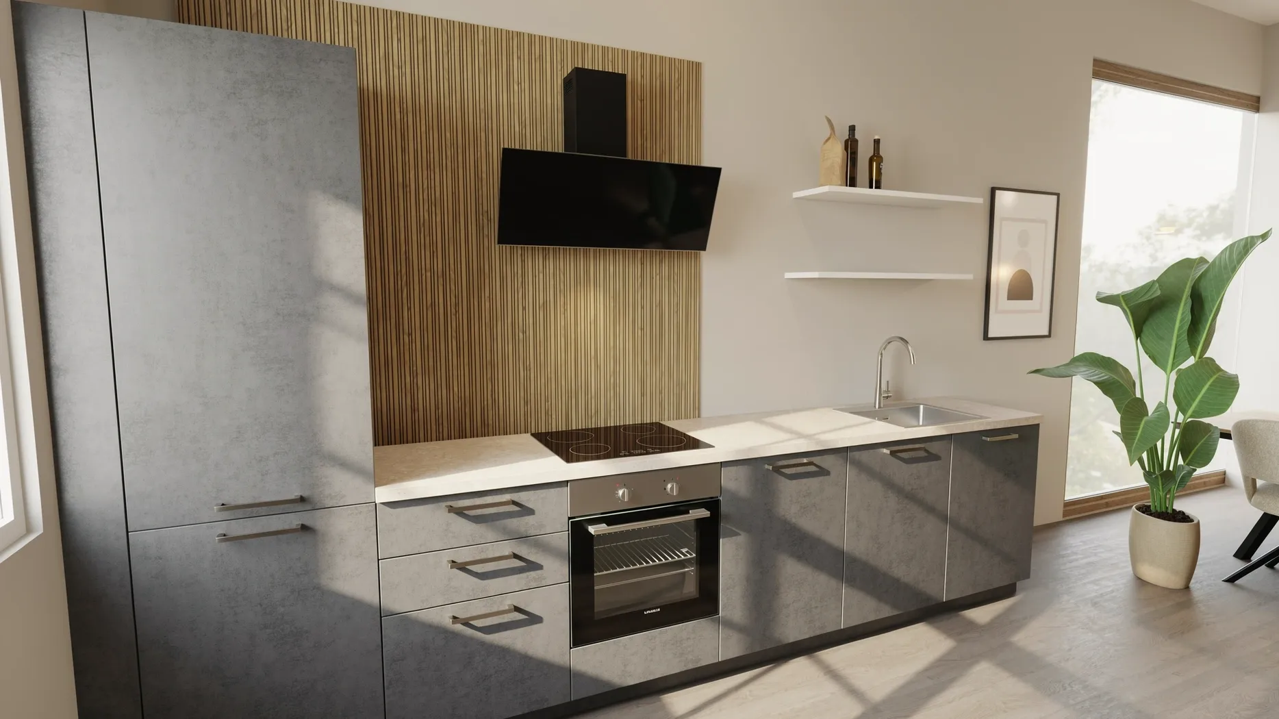 EcoKitchen Quadra Terra Grey Suoran Seinän Keittiö 0