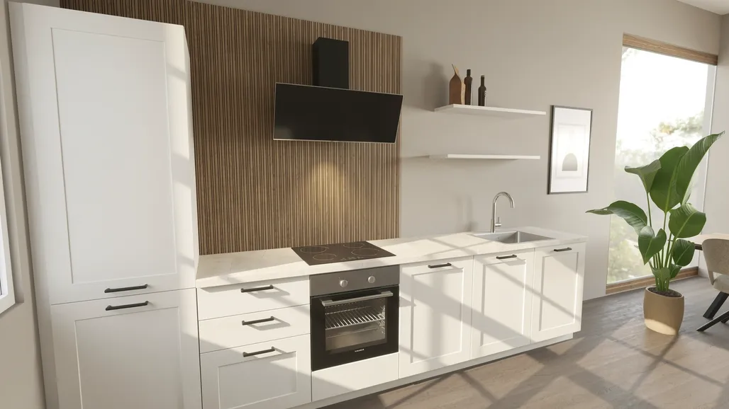 EcoKitchen Mira Valkoinen Suoran Seinän Keittiö 0